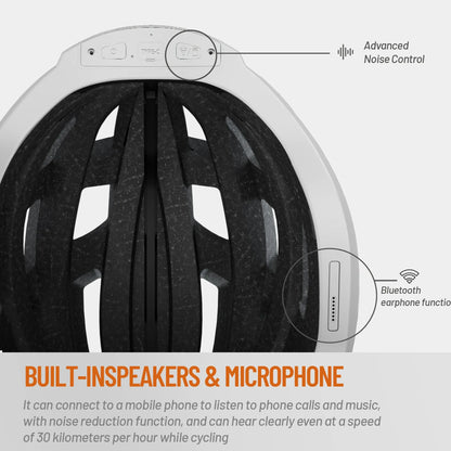 Black and grey smart Bluetooth warning light riding helmet showing integrated light system