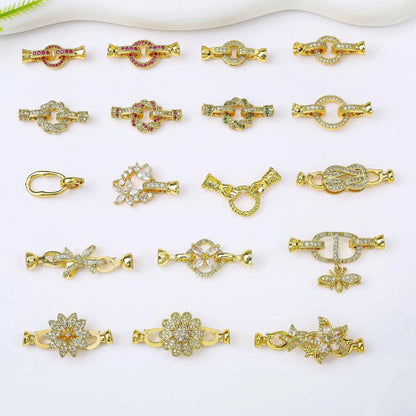 Small 18K gold-plated jewellery clasp for pearl necklaces in gold, rose gold, and silver finishes