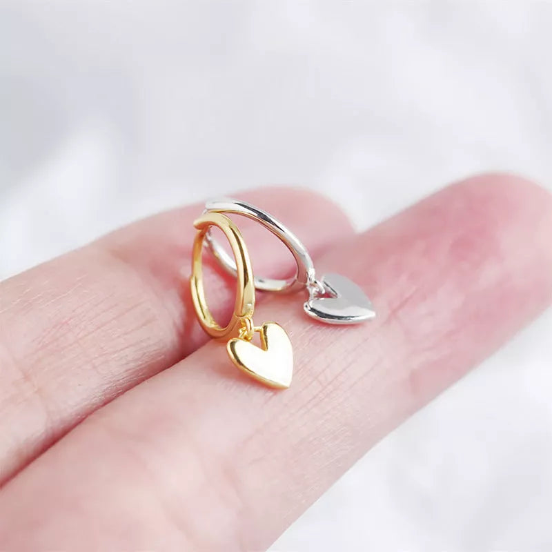 Love Heart Earrings in gold or silver finish, perfect for women's fashion accessories