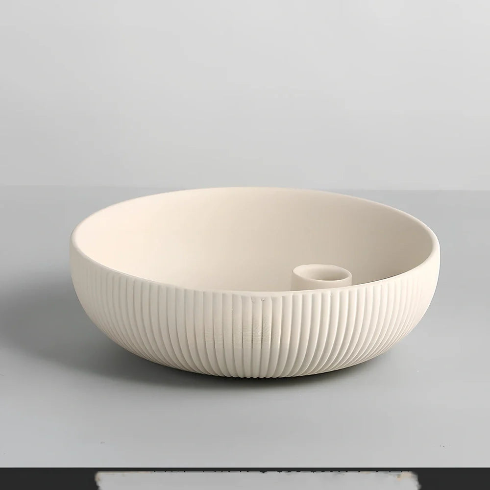 Handmade white porcelain candle tray, 17.5cm square with 6cm height, abstract matte design for holding tea lights