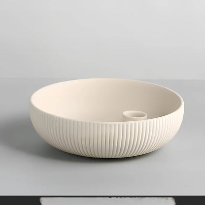 Handmade white porcelain candle tray, 17.5cm square with 6cm height, abstract matte design for holding tea lights