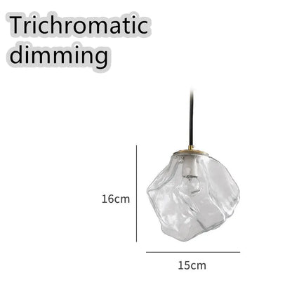 Glass ice cube chandelier in smoky grey, cognac or clear with black hanging wire, 11W-15W LED, 4000K