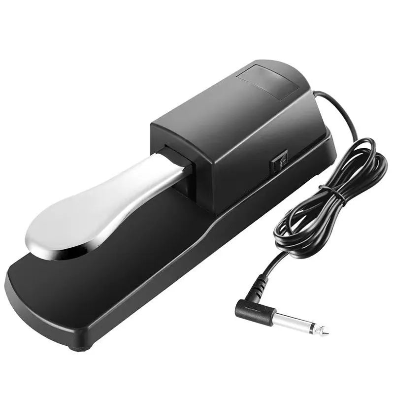 Single-leg sustain pedal for keyboards, 635.2mm long, made of black ABS plastic