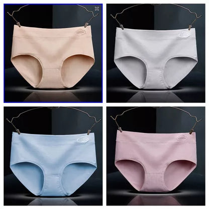 Ladies mid-rise cotton graphene antibacterial panties with tummy control in a 4-color set