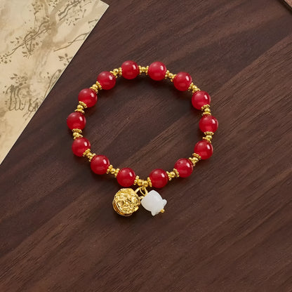 Coloured glaze Chinese temple fair bracelet with leaf, star, and bow charms on baking varnish finished mixed materials