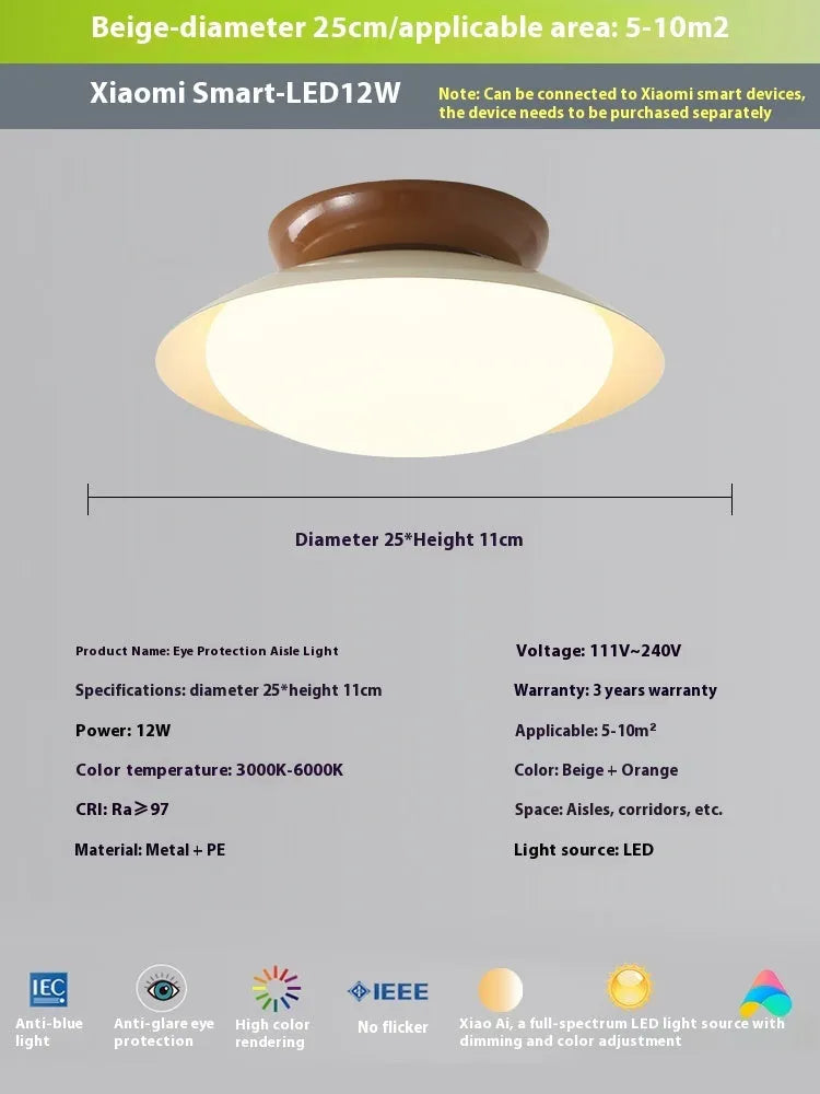 Modern flying saucer shaped ceiling lamp in cream style with minimalist design and clean geometric lines