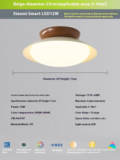 Modern flying saucer shaped ceiling lamp in cream style with minimalist design and clean geometric lines