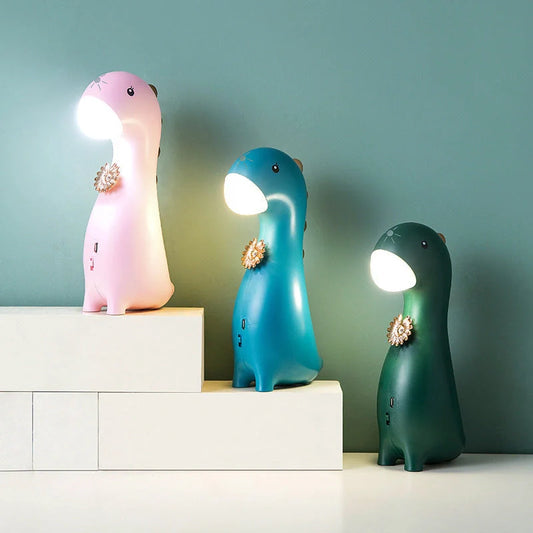 Adorable dinosaur LED night light with touch control and adjustable brightness