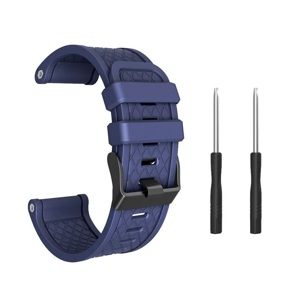Black silicone watch strap with stainless steel fittings for Jiaming 26mm watch cases