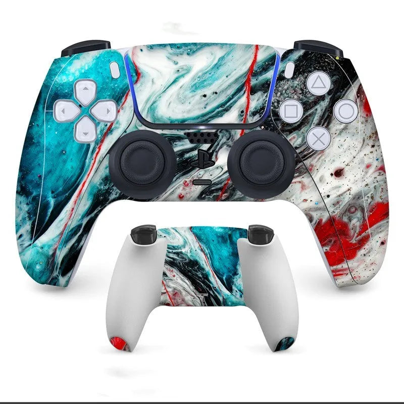 Non-adhesive micro-frosted PVC protection stickers for Sony PS5 DualSense controller in various colours.