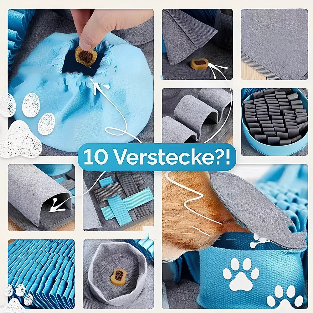 45cm square dog sniffing pad with maze pattern and reinforced webbing edges for scent training