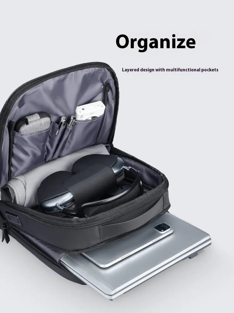 USB Large Capacity Business Backpack with Oxford Cloth Construction Graphite Grey Office Travel Computer Laptop Bag Below 20 Litre Capacity Polyester Lining Sewn Thread Detailing
