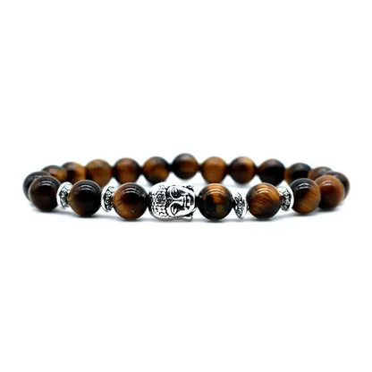 19mm tiger eye Buddha head stone bead bracelet with manual craftsmanship
