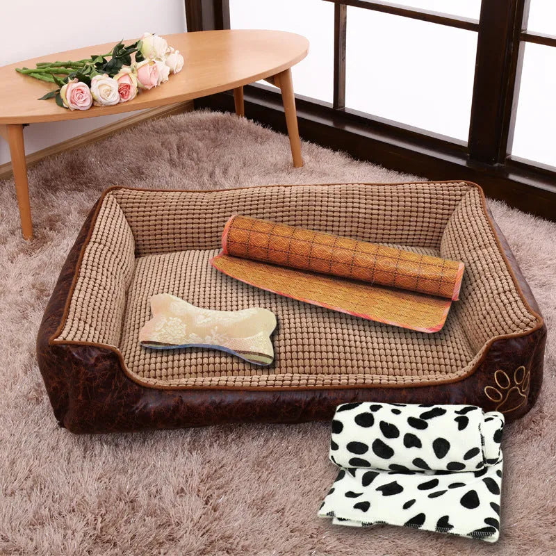 Flannel dog kennel in grey, coffee or beige, removable washable pet house, sizes M to XXL