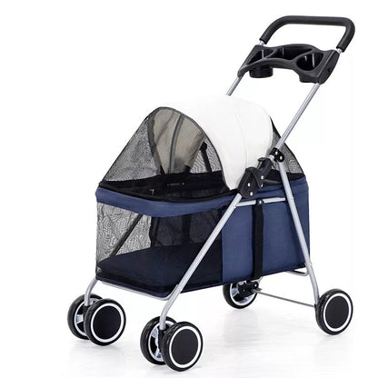 Lightweight folding pet stroller for cats, dogs, and rabbits in multiple colors