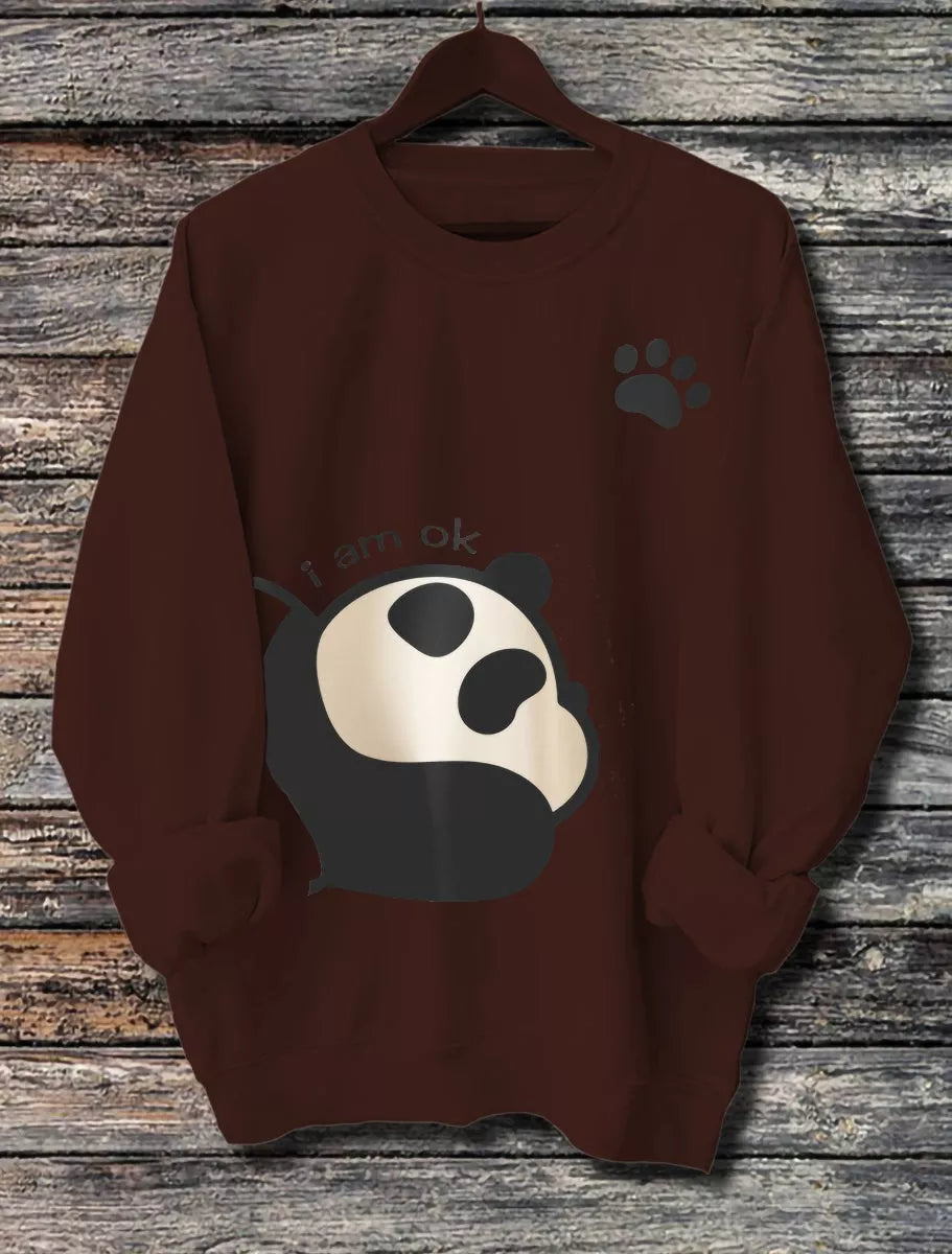Women's Long Sleeved Panda Print Hoodie in various colors and sizes