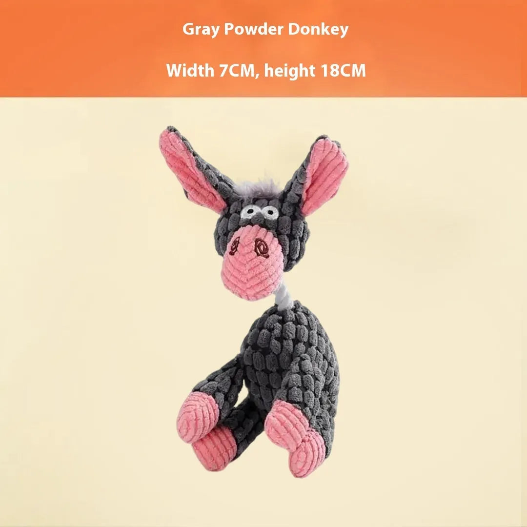 Bite-resistant plush puppy toy in various styles like rechargeable duck and plush donkey for teething relief