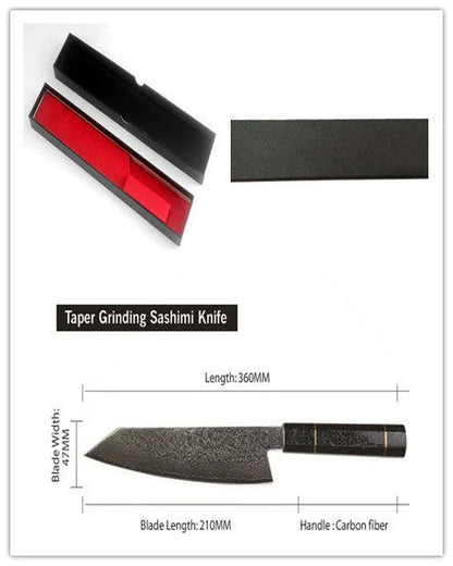 Premium 67-layer Damascus steel chef's knife with elegant brocade pattern, durable corrosion-resistant construction, and ergonomic handle for exceptional cutting performance