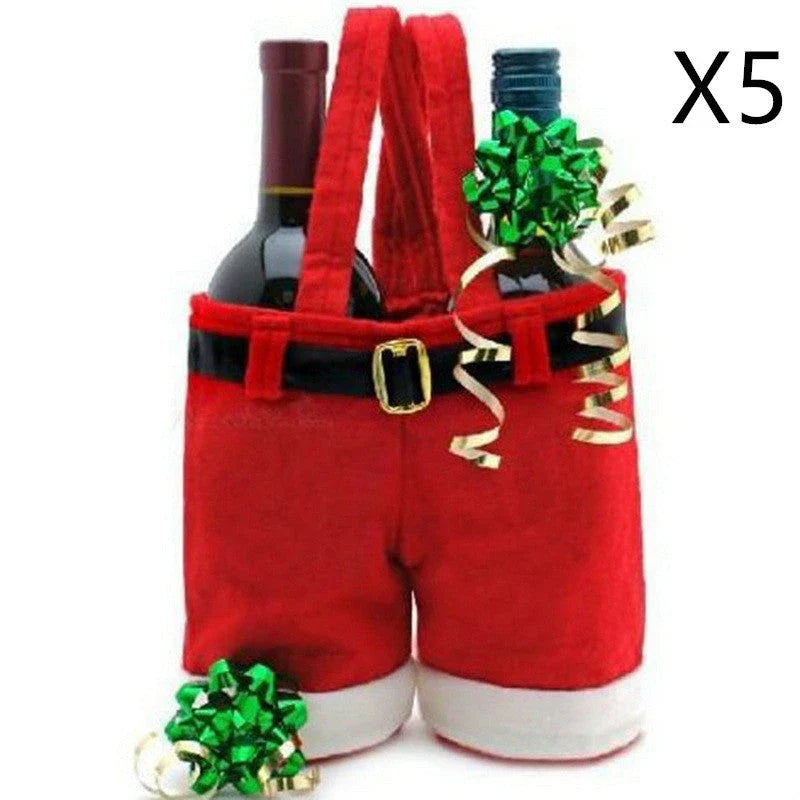 Festive Santa pants-shaped Christmas gift bag made of wool fabric, perfect for holding holiday treats and small gifts