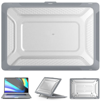 MacBook protective shell in four colours showing 1.5mm thickness and model compatibility