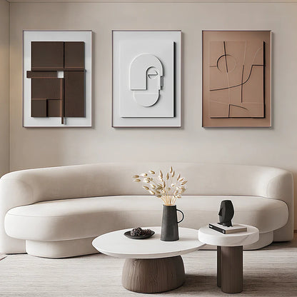 Frameless three-dimensional abstract geometric Morandi canvas hanging painting, sizes 10x15cm to 60x90cm, 59-138g weight