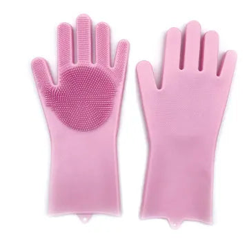 FDA food grade silicone kitchen cleaning gloves with orange colour and 357mm length