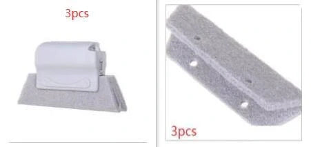 Window groove cleaning brush with comfortable grip and scouring pad head