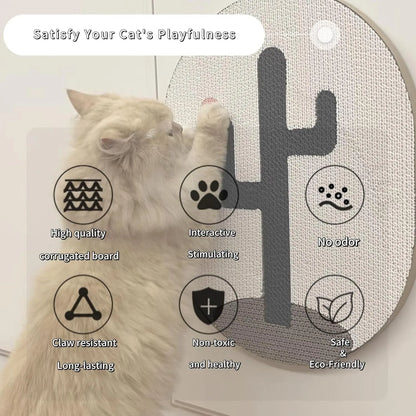 Wall-mounted cat scratching board measuring 35x44 cm with corrugated cardboard surface and catnip treatment