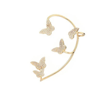 Stylish butterfly ear clips with sparkling zircon stones in gold and silver finishes