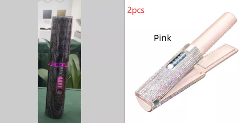 2-In-1 Electric USB Hair Straightening Brush with ceramic coating for healthy styling