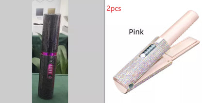 2-In-1 Electric USB Hair Straightening Brush with ceramic coating for healthy styling