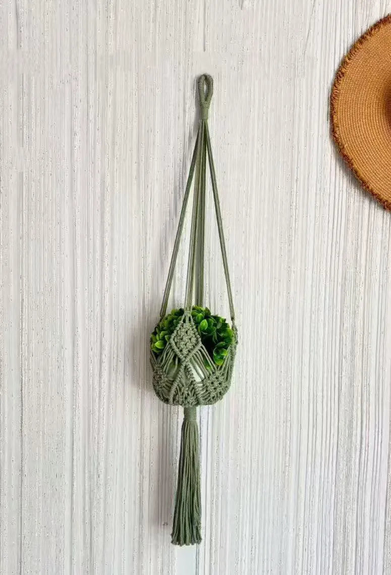Hand-woven polyester cotton flower pot in brown colour showing 30cm diameter and woven texture detail