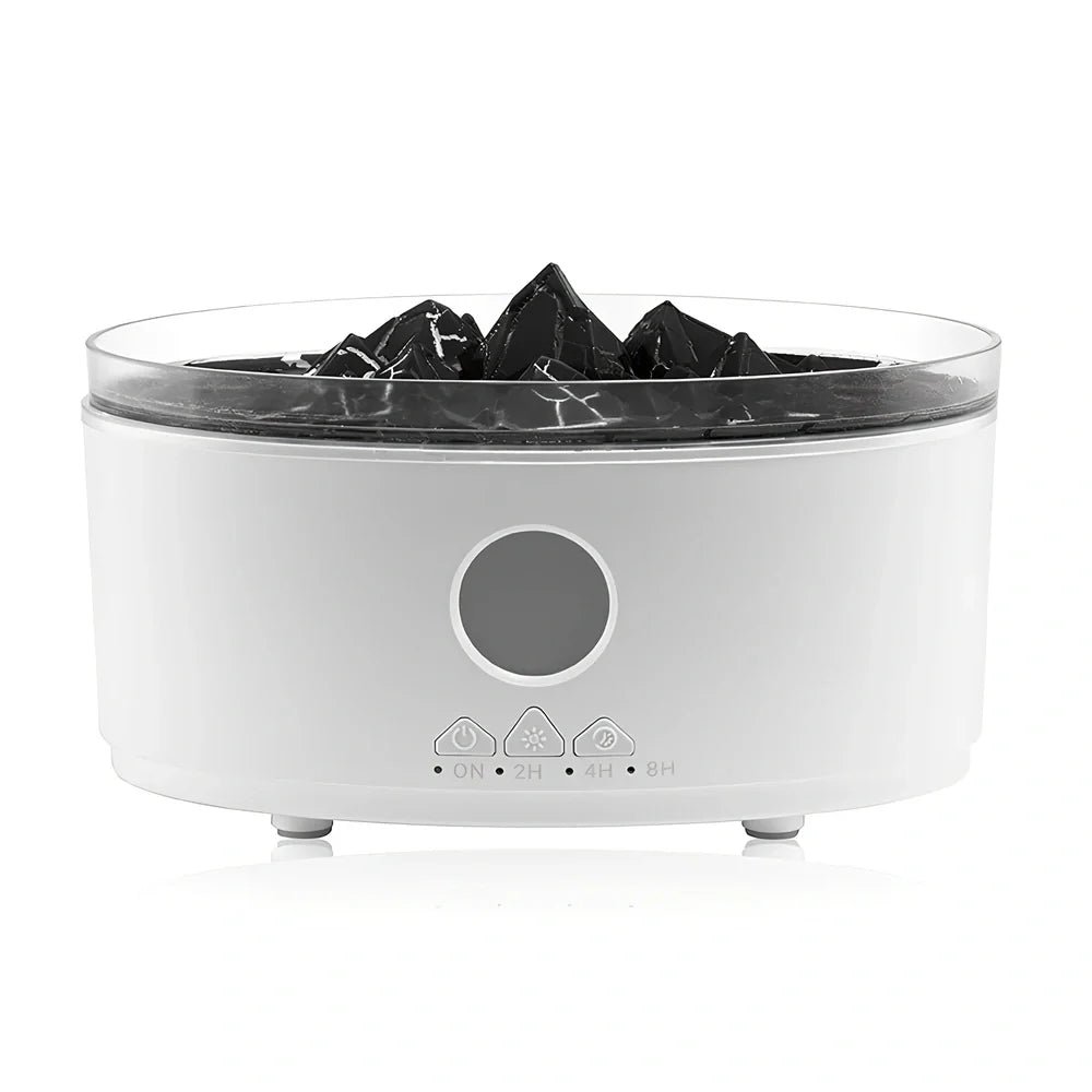 Volcano aroma diffuser unit showing water tank and control buttons with remote control