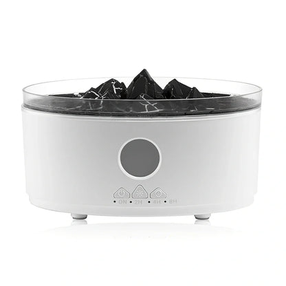 Volcano aroma diffuser unit showing water tank and control buttons with remote control
