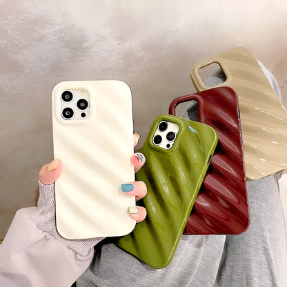 Ins Style simple pleated silicone phone case for Apple iPhone in a Nordic design colour.