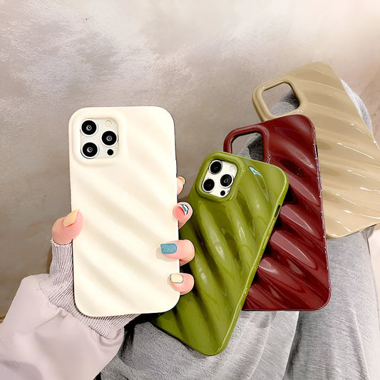 Ins Style simple pleated silicone phone case for Apple iPhone in a Nordic design colour.