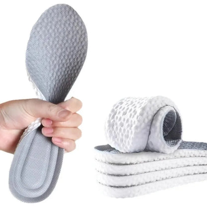 Breathable deodorant sports insoles in grey, black, and orange colours, with cut-to-fit sizing for shoes 35-46.