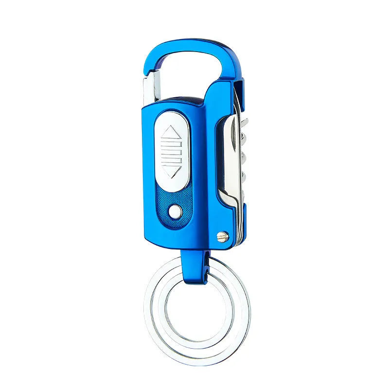 Multi-functional keychain charging lighter in zinc alloy, 10cm, ice surface finish, five colour options