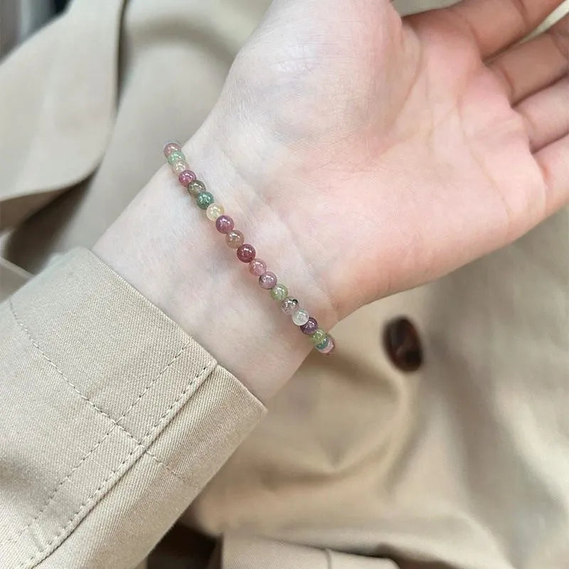 Women's geometric alloy bracelet with crystal charms in fresh sweet style