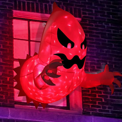 1.4m tall white inflatable Halloween ghost decoration floating outdoors, polyester material, anchored for garden use