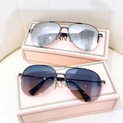 Big face aviator sunglasses with metal frame and UV-protective resin lenses in multiple colour options