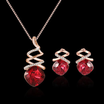 Women's alloy bridal jewellery set with adjustable water wave chain necklace and matching earrings