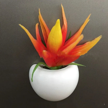 Lifelike artificial succulent fridge magnets with realistic silicone plants in various colors