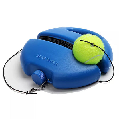 Novice tennis trainer with blue rounded kettle design and ball with line for precise practice