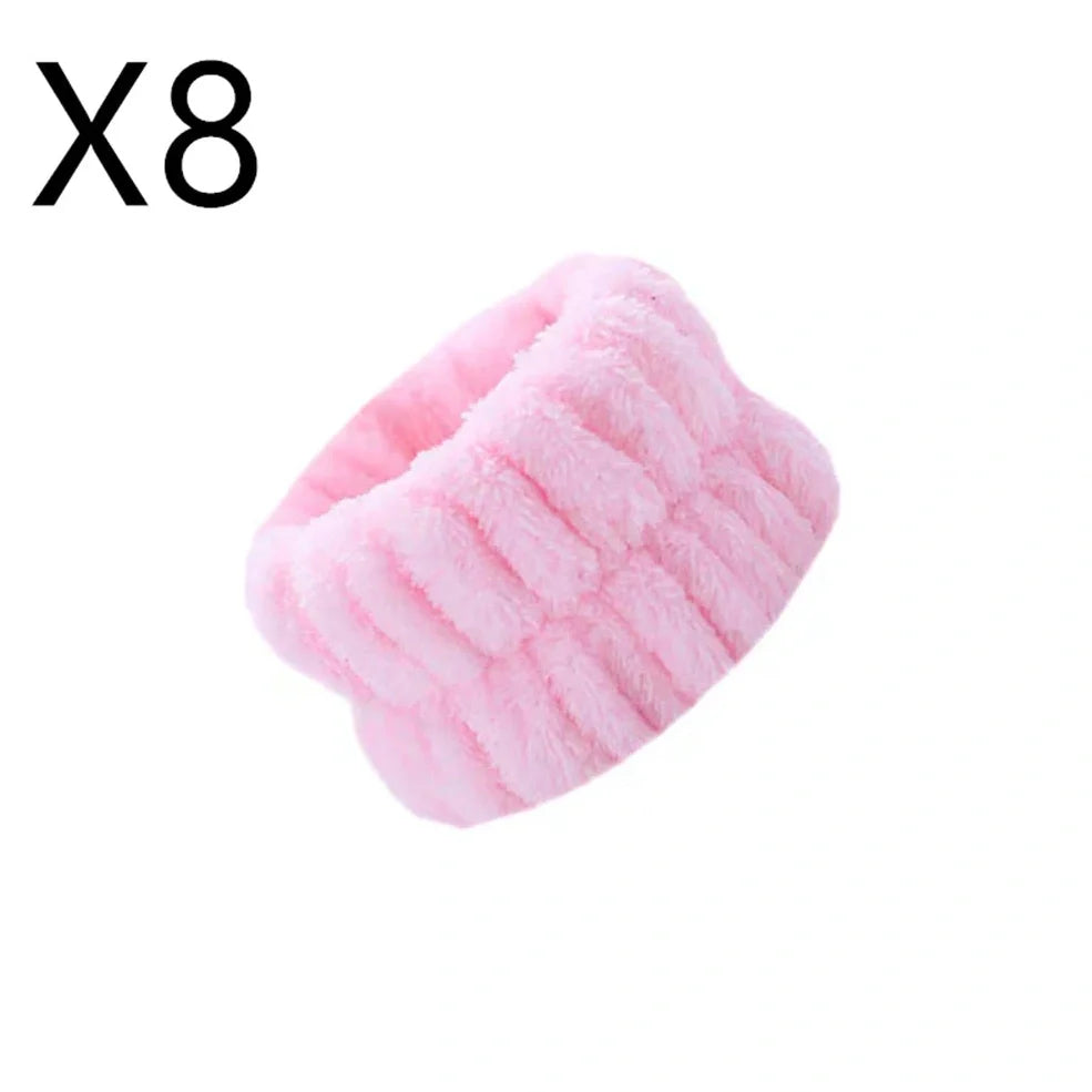 Coral velvet wrist washband with elastic band for facial cleansing, grey colour option shown