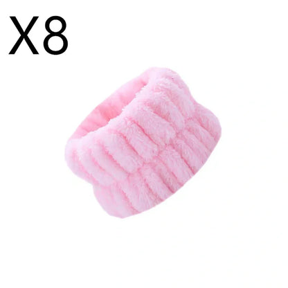 Coral velvet wrist washband with elastic band for facial cleansing, grey colour option shown