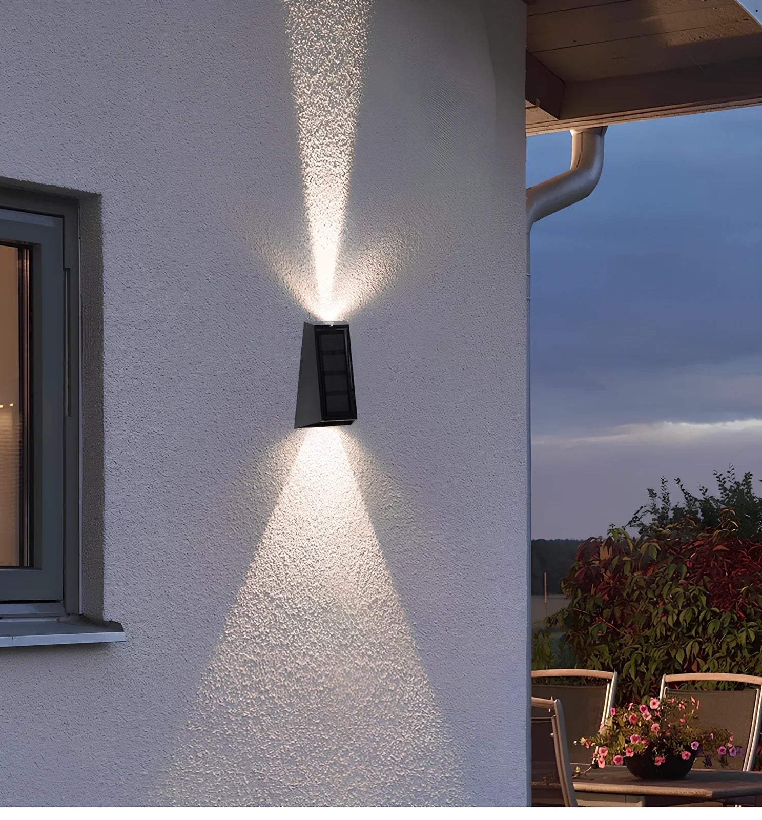 Solar garden wall light with European styling and waterproof ABS construction