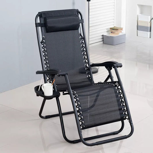 Modern black Nap Deck Chair Office with Teslin woven seat