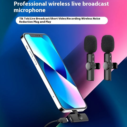 Wireless collar clip microphone for outdoor video recording with multiple connection type options