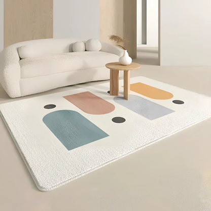Geometric pattern rectangular floor mat with 1.3cm thickness in European American style for living room use